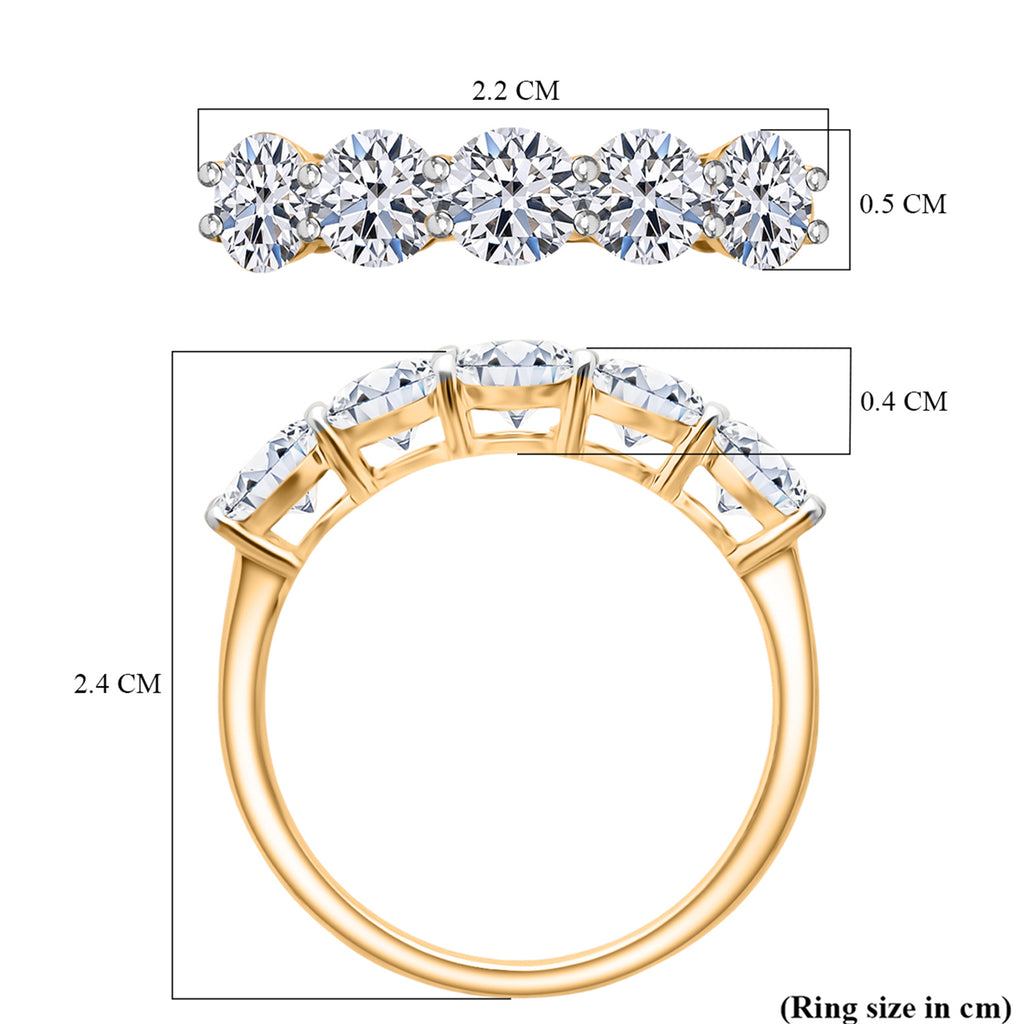 Luxuriant - 9K Yellow Gold SGL Certified Lab Grown Diamond (VS/E-F) 5 Stone Band Ring 2.00 Ct._8279600_5