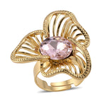 Bloomstone Collection - White Crystal Adjustable Solitaire Flower Ring