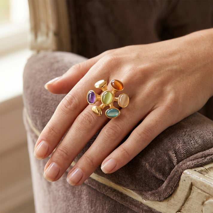 Bloomstone Collection - Created Multi Cat's Eye Adjustable Cluster Ring 8279893 2