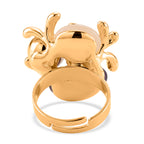 Bloomstone Collection - White & Purple Crystal Adjustable Ring (Size - N to T) in Gold Tone_8279894_4