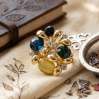 Bloomstone Collection - Multi Colour Crystal Adjustable Cluster Ring (Size - Q to S)