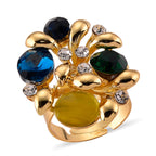 Bloomstone Collection - Multi Colour Crystal Adjustable Cluster Ring (Size - Q to S)