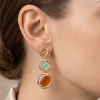 Bloomstone Collection - Created Multi Cat's Eye Dangling Earring with Push Back