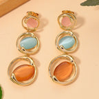 Bloomstone Collection - Created Multi Cat's Eye Dangling Earring with Push Back