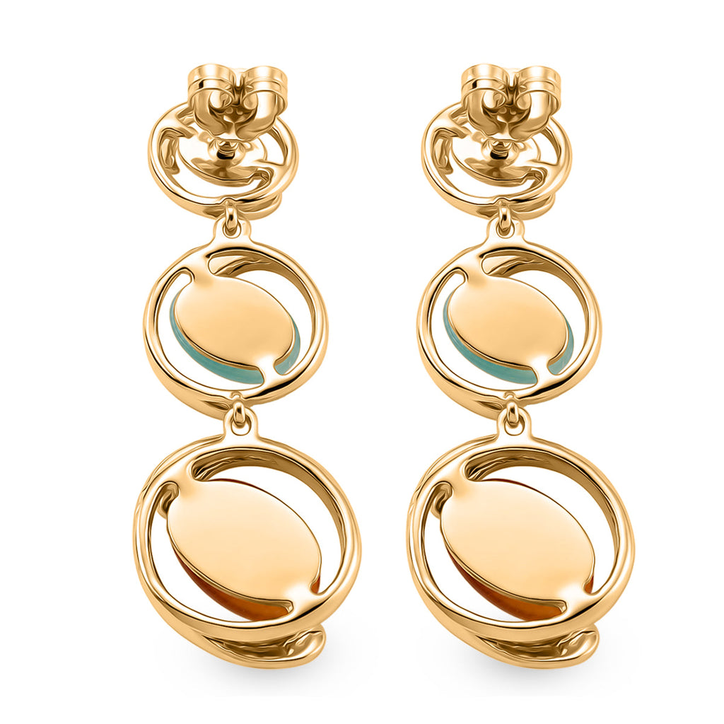Bloomstone Collection - Created Multi Cat's Eye Dangling Earring with Push Back