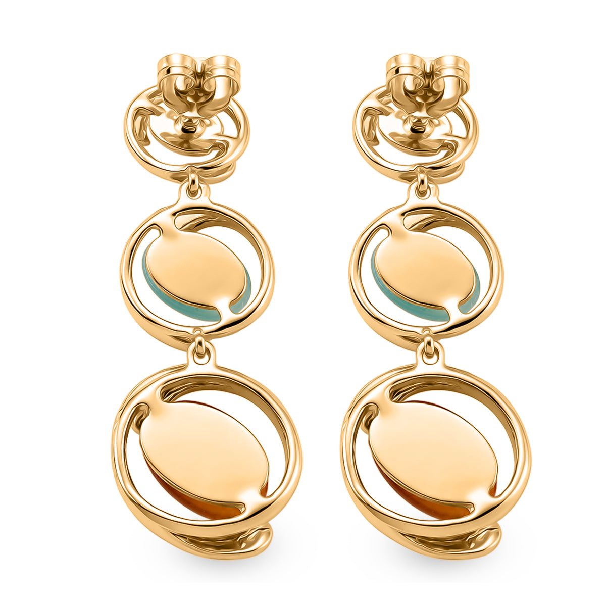 Bloomstone Collection - Created Multi Cat's Eye Dangling Earring with Push Back V32348553 4