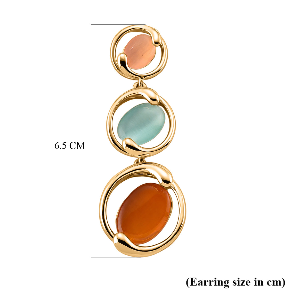Bloomstone Collection - Created Multi Cat's Eye Dangling Earring with Push Back V32364820 5