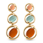 Bloomstone Collection - Created Multi Cat's Eye Dangling Earring with Push Back