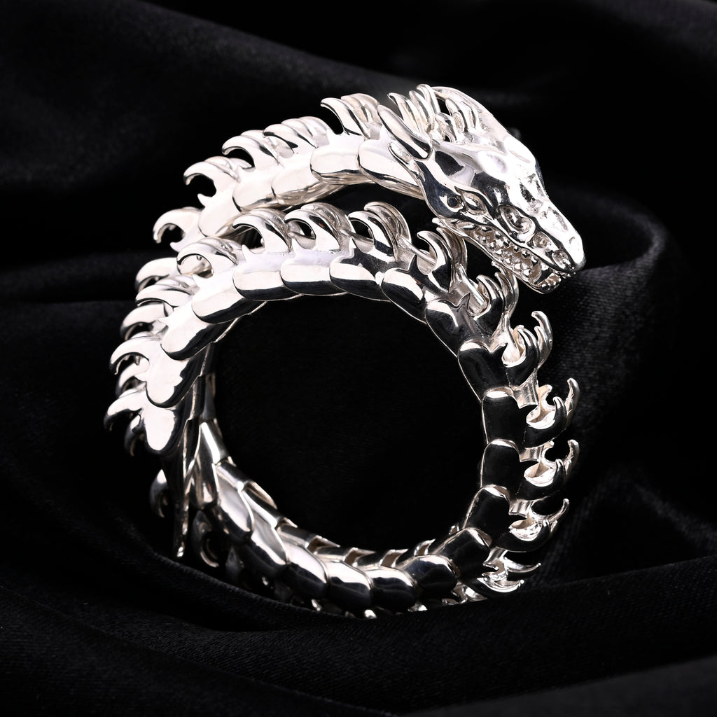 Royal Bali Collection - Sterling Silver Bracelet (Size 7.5) with Dragon Head Clasp, Silver Wt. 58.30 Gms._8280043_1