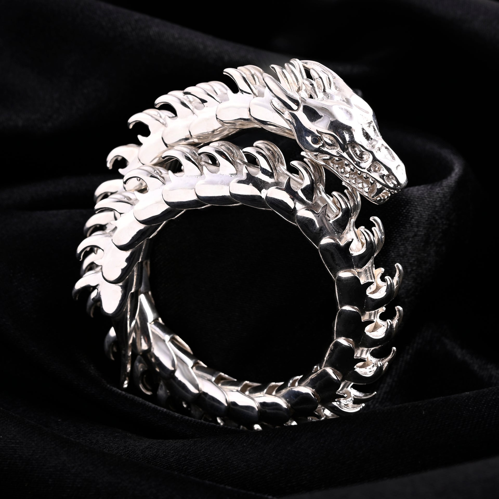 Royal Bali Collection - Sterling Silver Bracelet (Size 7.5) with Dragon Head Clasp, Silver Wt. 58.30 Gms. V32521362 1