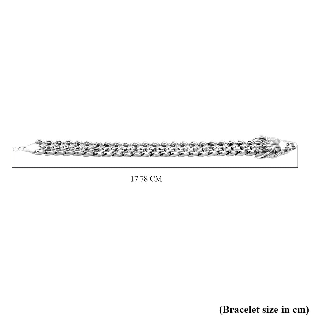 Royal Bali Collection - Sterling Silver Bracelet (Size 7.5) with Dragon Head Clasp, Silver Wt. 58.30 Gms._8280043_5