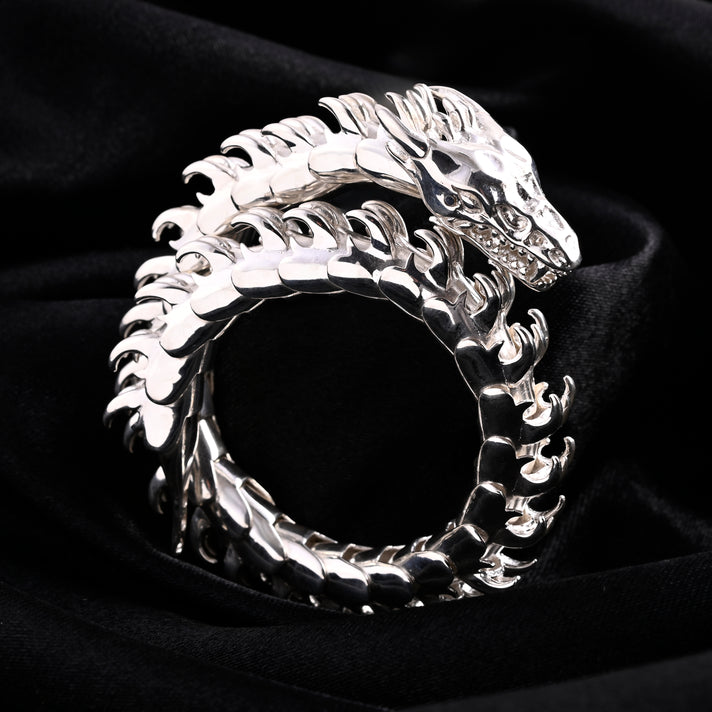 D'Joy Bali Legacy Sterling Silver Bracelet (Size 8.5) with Dragon Head Clasp, Silver Wt. 65.00 Gms. 8280045 2