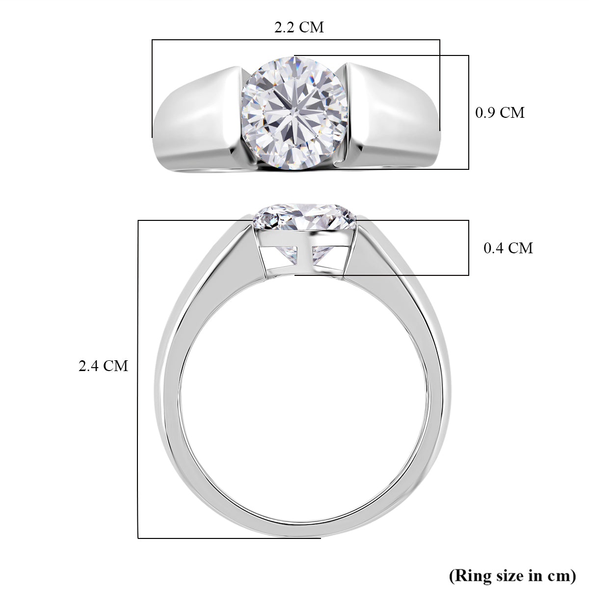 1.8 Ct. Moissanite Solitaire Ring in Rhodium Sterling Silver V32519801 6