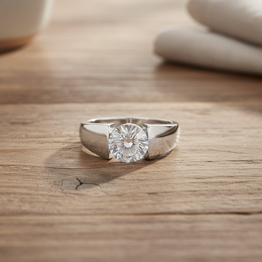 D'Joy Moissanite Solitaire Ring in Rhodium Overlay Sterling Silver 1.75 Ct._8280091_1