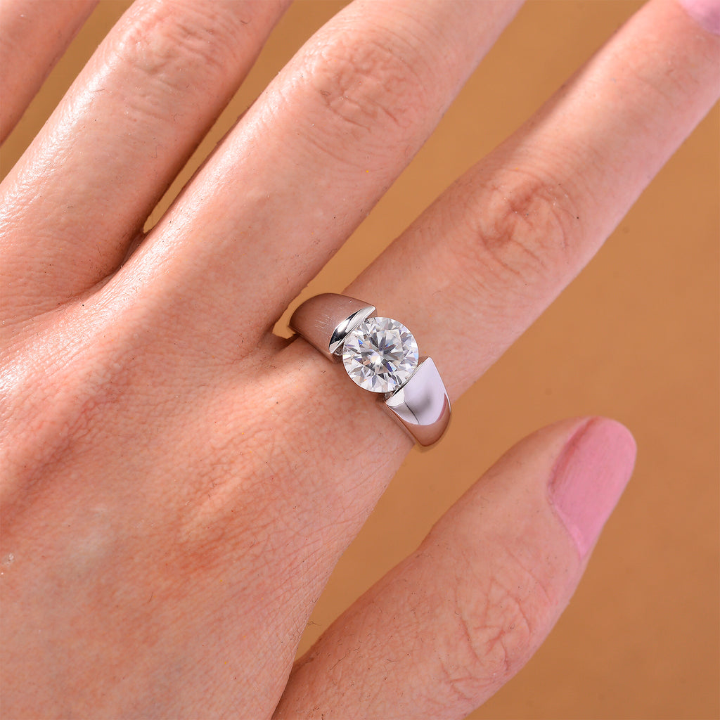 D'Joy Moissanite Solitaire Ring in Rhodium Overlay Sterling Silver 1.75 Ct._8280091_2