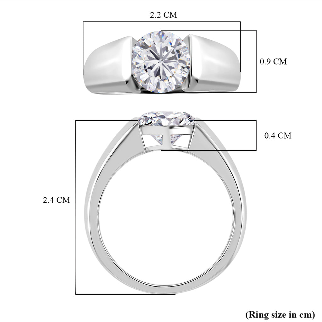 D'Joy Moissanite Solitaire Ring in Rhodium Overlay Sterling Silver 1.75 Ct._8280091_5