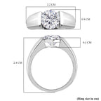 D'Joy Moissanite Solitaire Ring in Rhodium Overlay Sterling Silver 1.75 Ct._8280091_5
