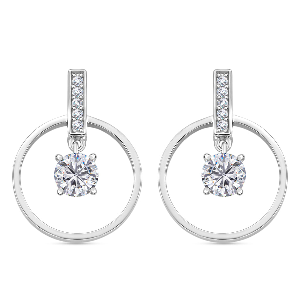 D'Joy Moissanite Earring with Push Back in Rhodium Overlay Sterling Silver 1.74 Ct._8280103