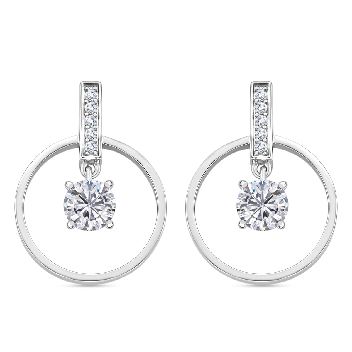 1.7 Ct. Moissanite Solitaire earring in Rhodium Sterling Silver V32529758 0
