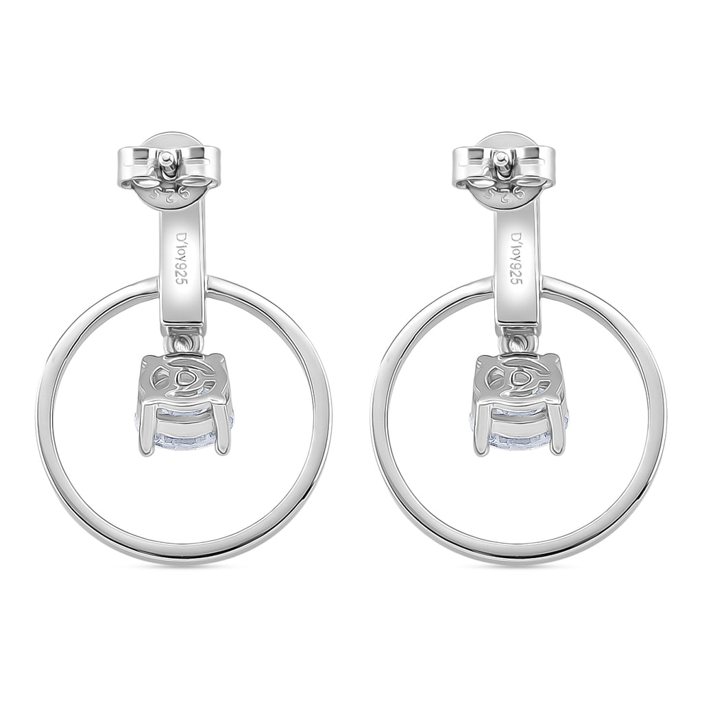 D'Joy Moissanite Earring with Push Back in Rhodium Overlay Sterling Silver 1.74 Ct._8280103_3