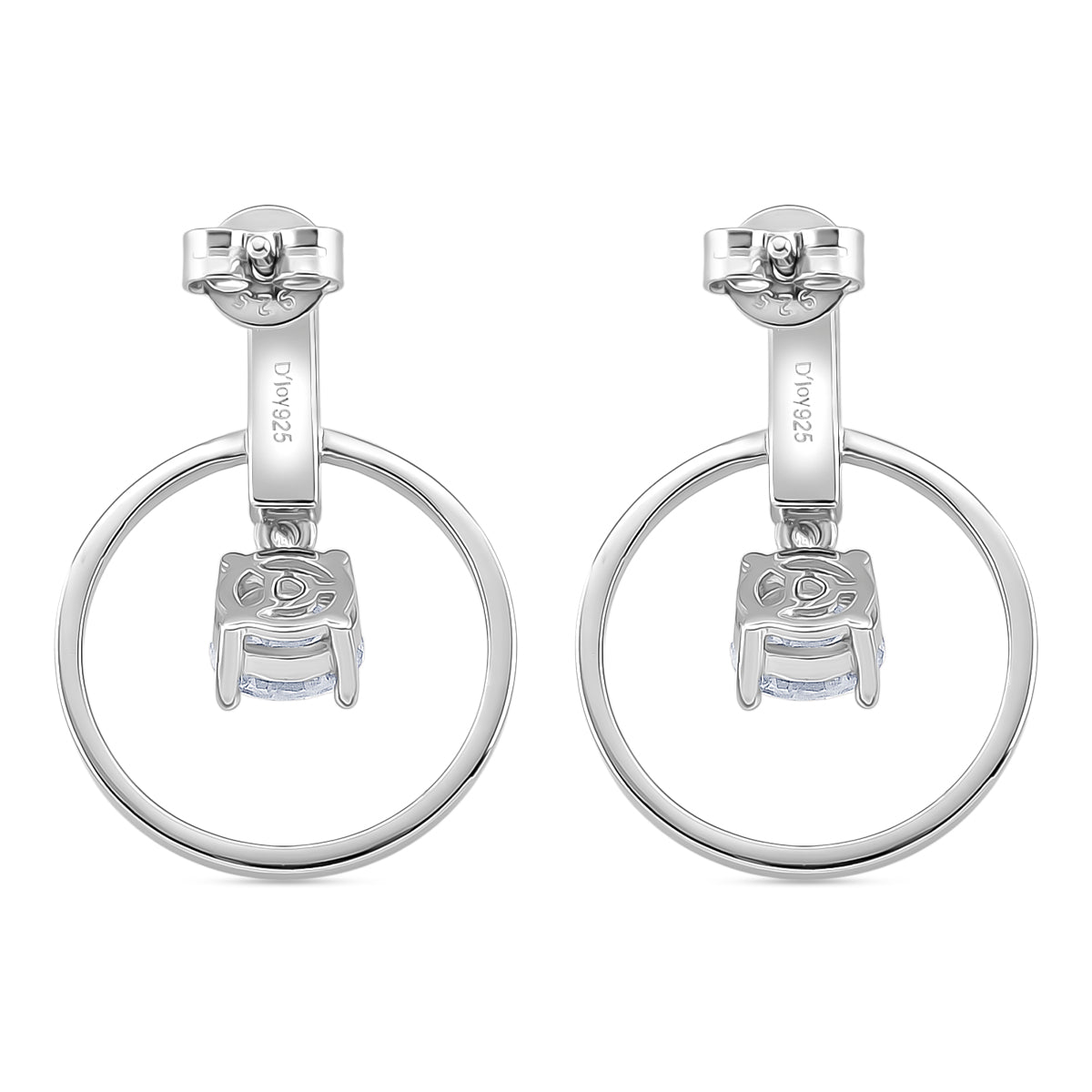 1.7 Ct. Moissanite Solitaire earring in Rhodium Sterling Silver V32529758 4