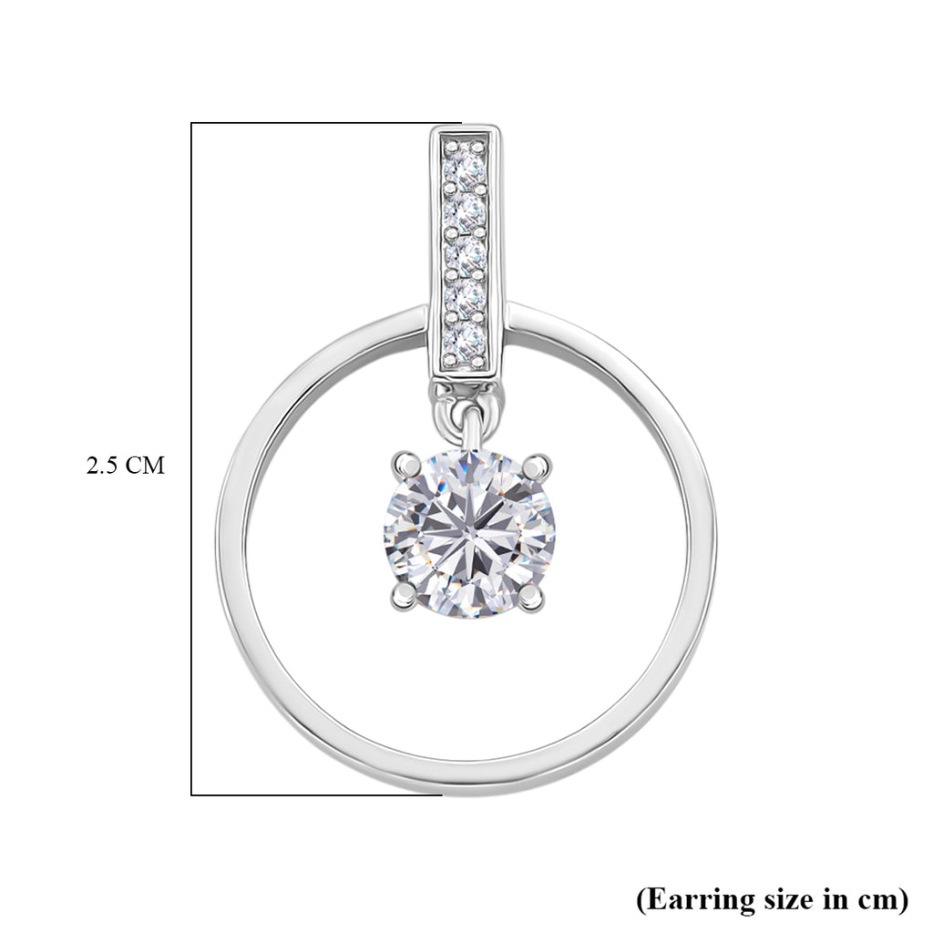 D'Joy Moissanite Earring with Push Back in Rhodium Overlay Sterling Silver 1.74 Ct._8280103_4