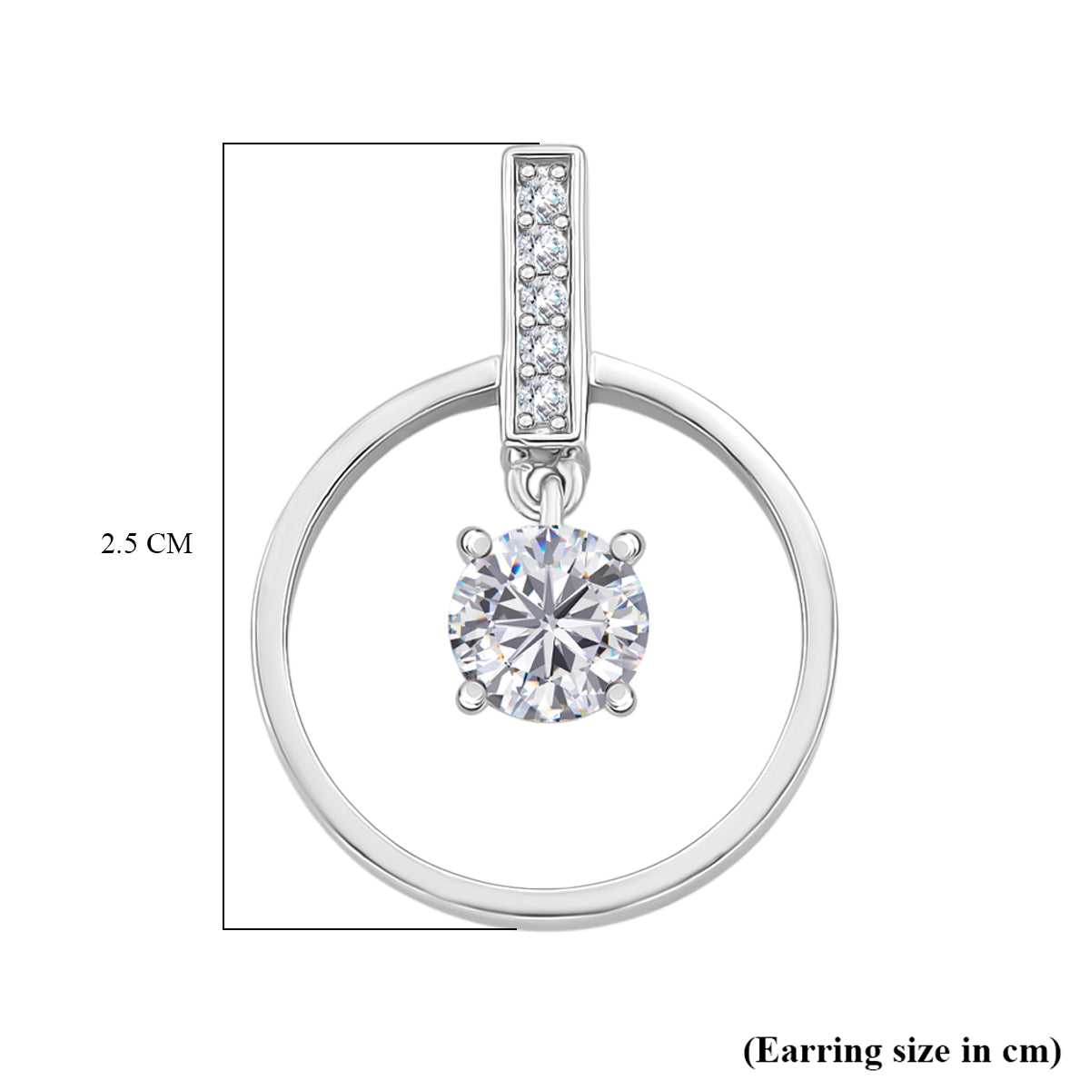 1.7 Ct. Moissanite Solitaire earring in Rhodium Sterling Silver V32529758 5