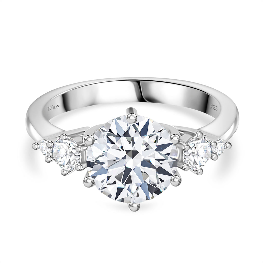 D'Joy Moissanite Ring in Rhodium Overlay Sterling Silver 4.26 Ct._8280133