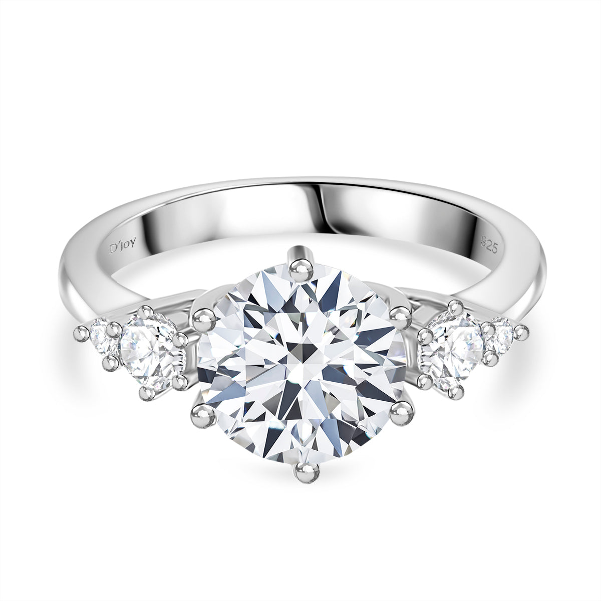 4.3 Ct. Moissanite Solitaire Ring in Rhodium Sterling Silver V32513605 0
