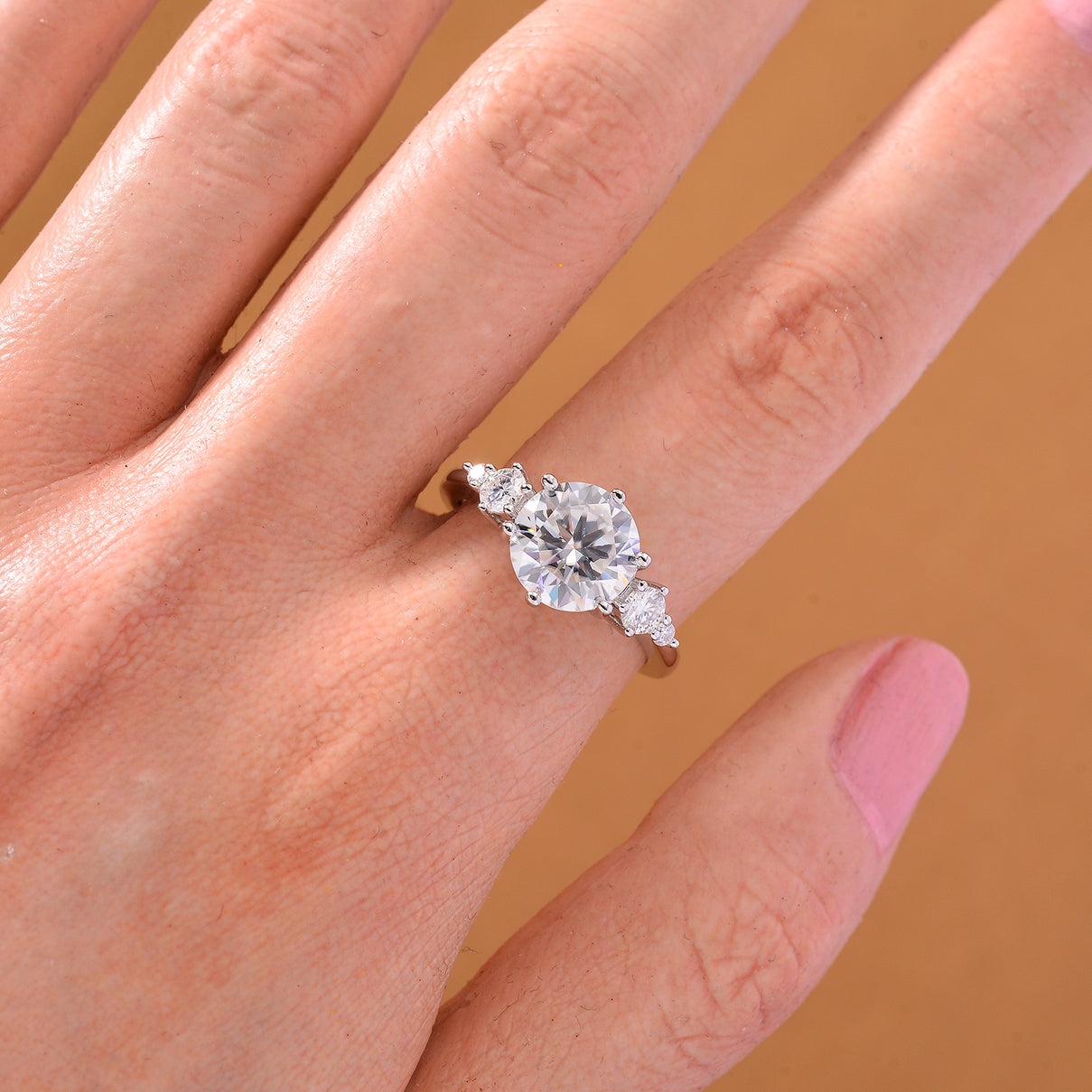 4.3 Ct. Moissanite Solitaire Ring in Rhodium Sterling Silver V32513605 3