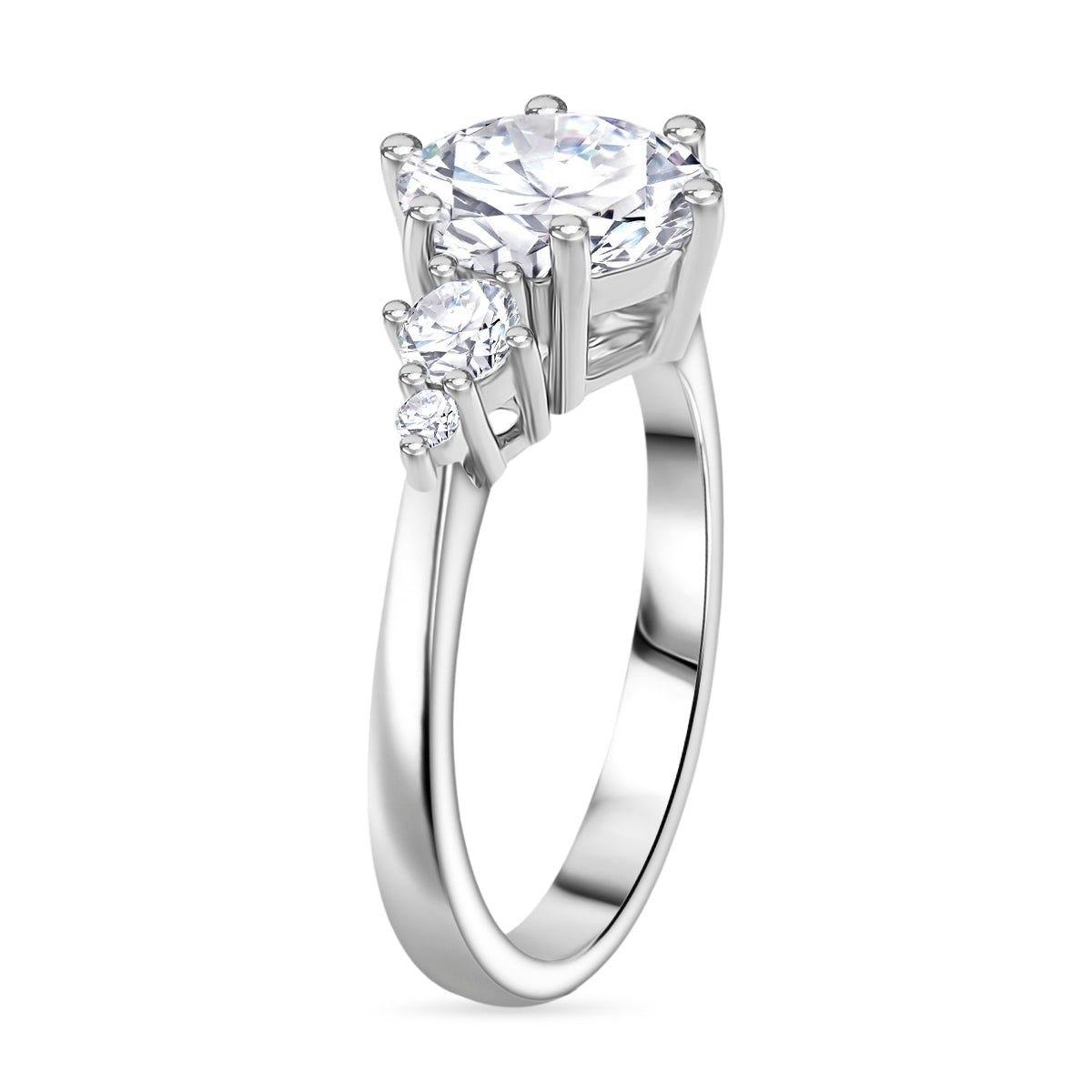 4.3 Ct. Moissanite Solitaire Ring in Rhodium Sterling Silver V32513605 4
