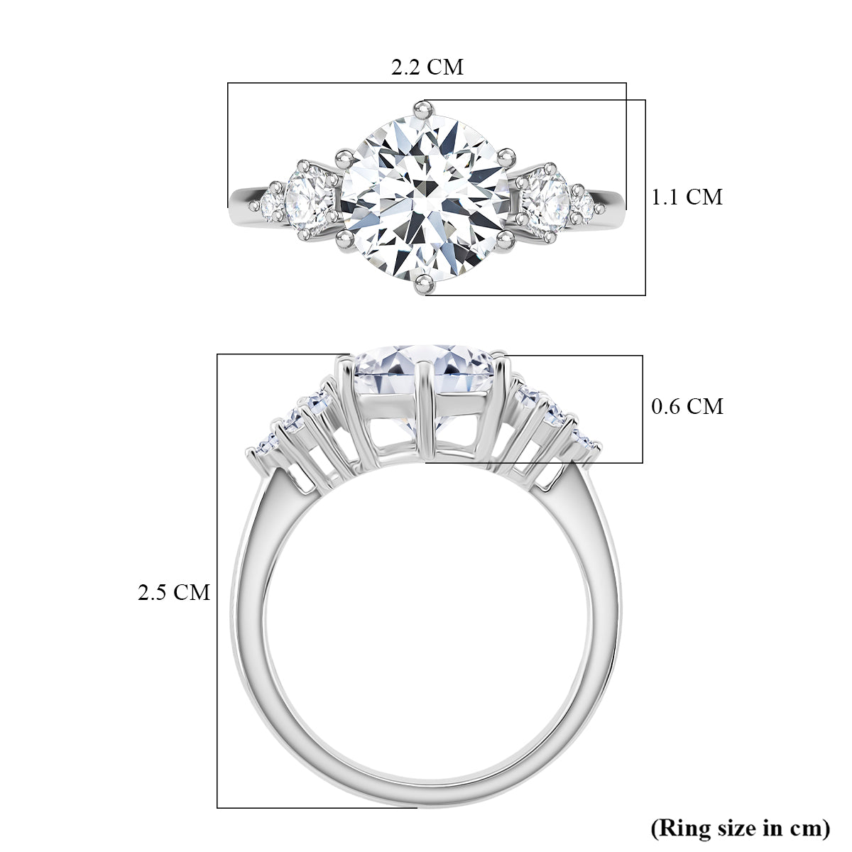 4.3 Ct. Moissanite Solitaire Ring in Rhodium Sterling Silver V32513605 6