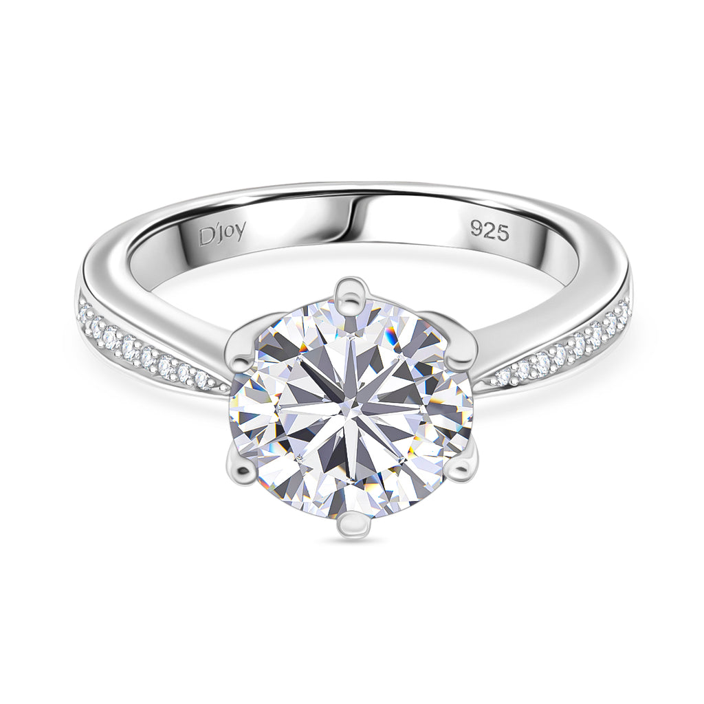 D'Joy Moissanite Ring in Rhodium Overlay Sterling Silver 3.94 Ct._8280147