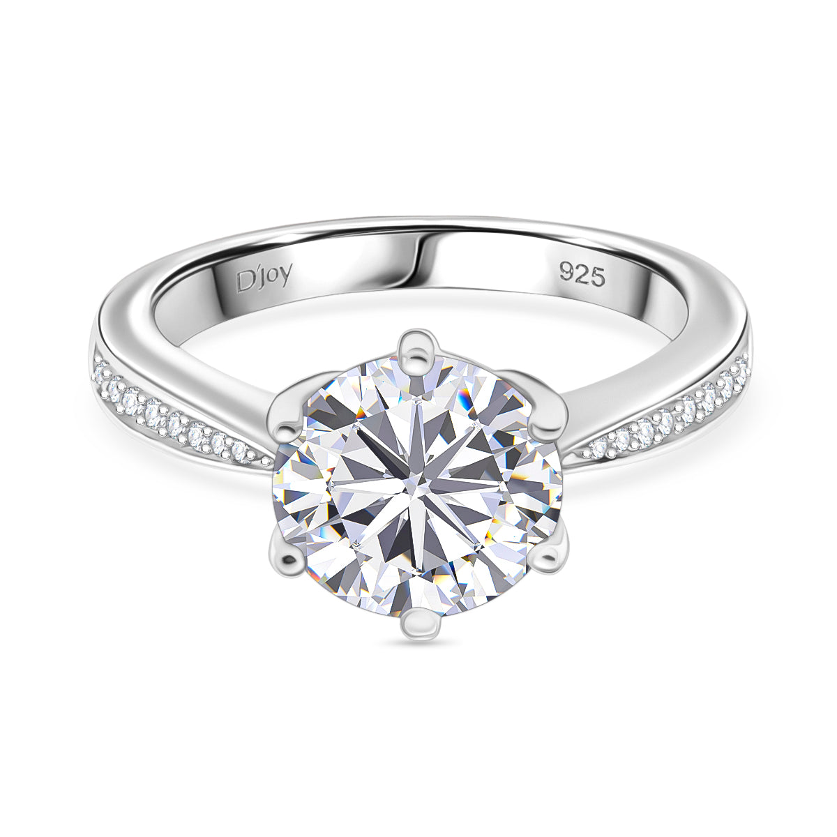 3.9 Ct. Moissanite Solitaire Ring in Rhodium Sterling Silver V32519805 0
