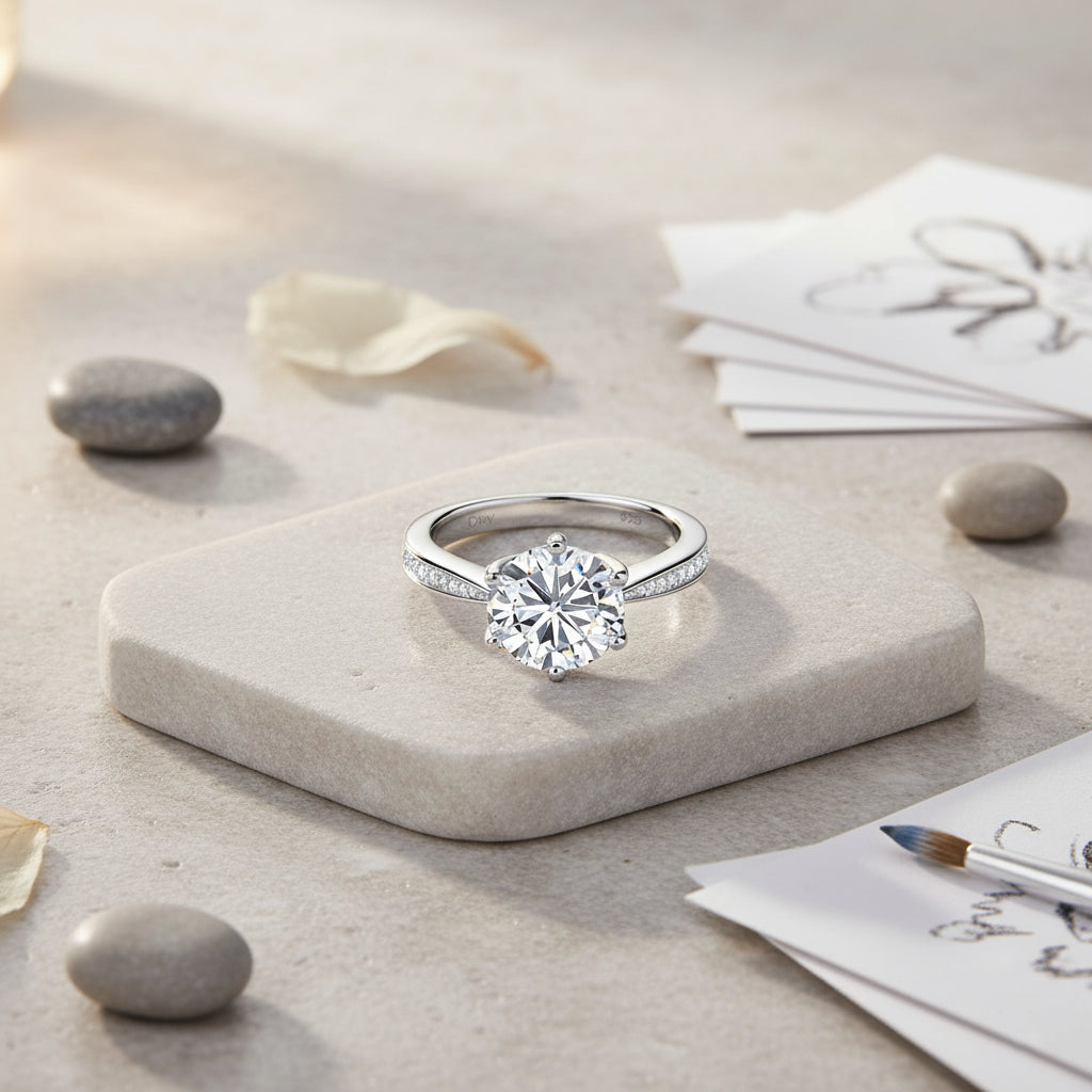 D'Joy Moissanite Ring in Rhodium Overlay Sterling Silver 3.94 Ct._8280147_1
