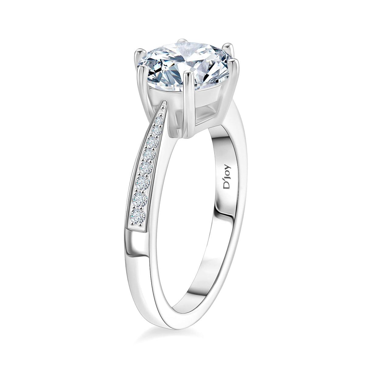 3.9 Ct. Moissanite Solitaire Ring in Rhodium Sterling Silver V32519805 4