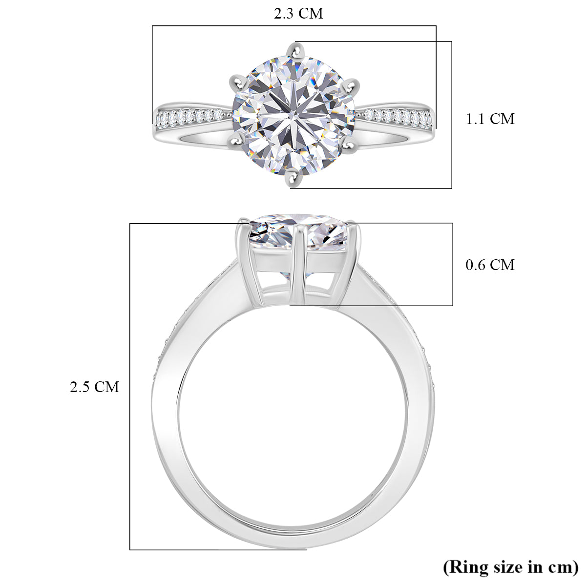 3.9 Ct. Moissanite Solitaire Ring in Rhodium Sterling Silver V32519805 6