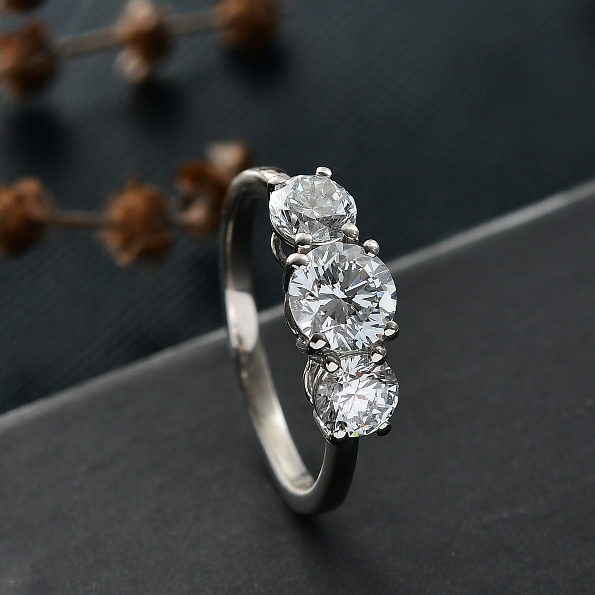 LUXURIANT 2 Ct. Lab Grown Diamond 3 Stone Ring in 950 Platinum SGL Certified (VS-EF) 8280210 2