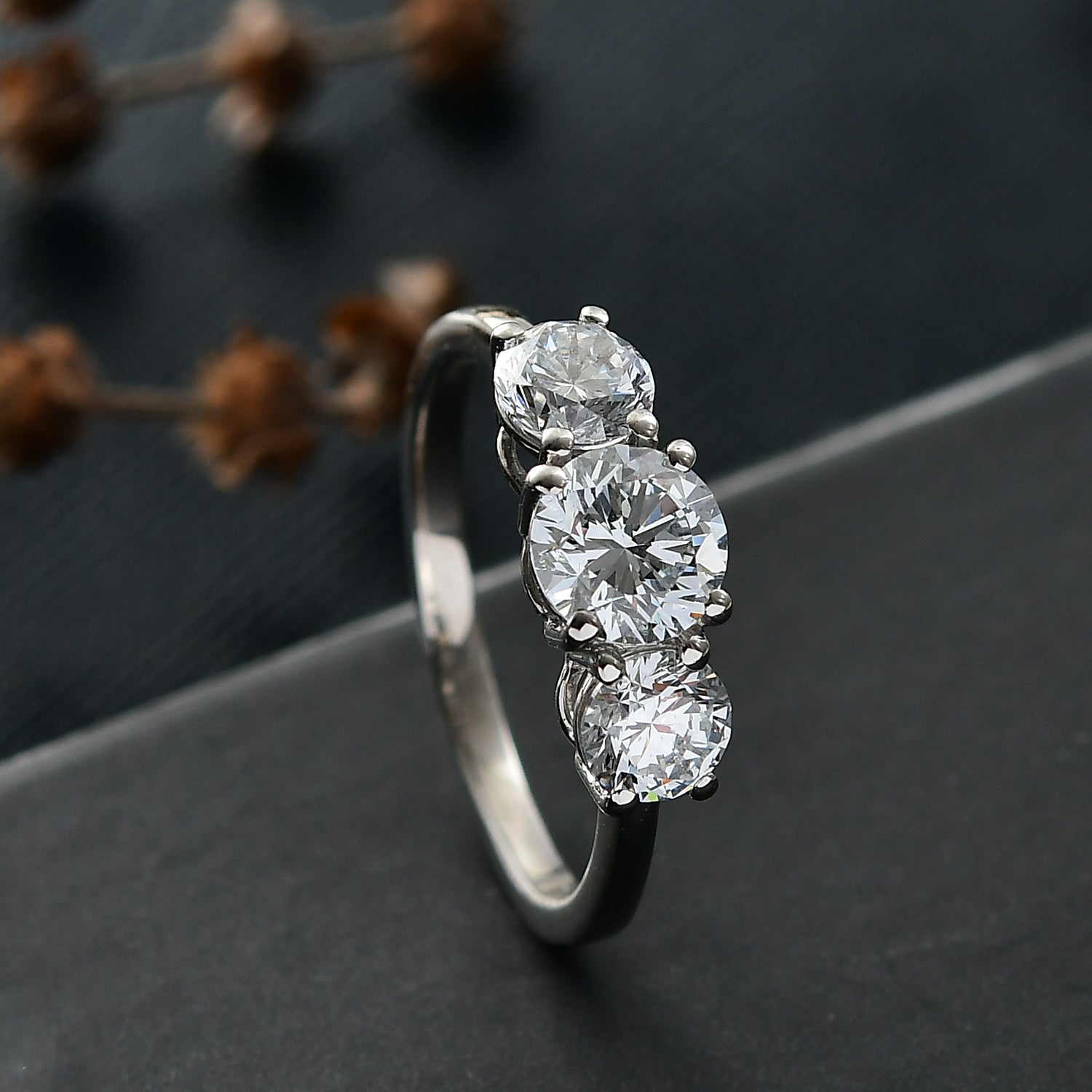 LUXURIANT 2 Ct. Lab Grown Diamond 3 Stone Ring in 950 Platinum SGL Certified (VS-EF) 8280210 2