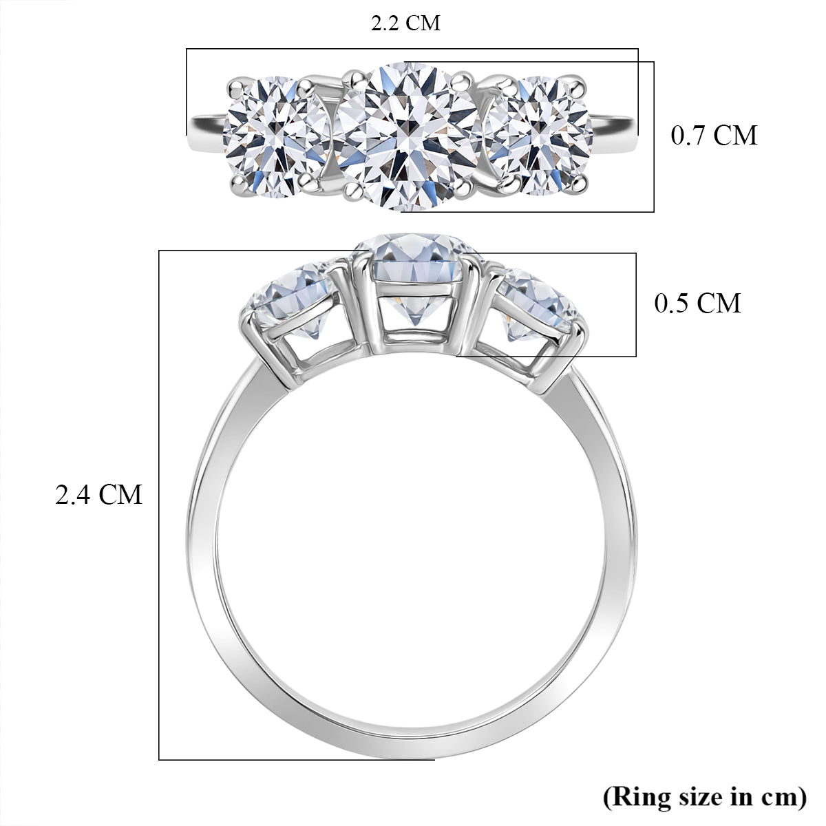 LUXURIANT 2 Ct. Lab Grown Diamond 3 Stone Ring in 950 Platinum SGL Certified (VS-EF) 8280210 6
