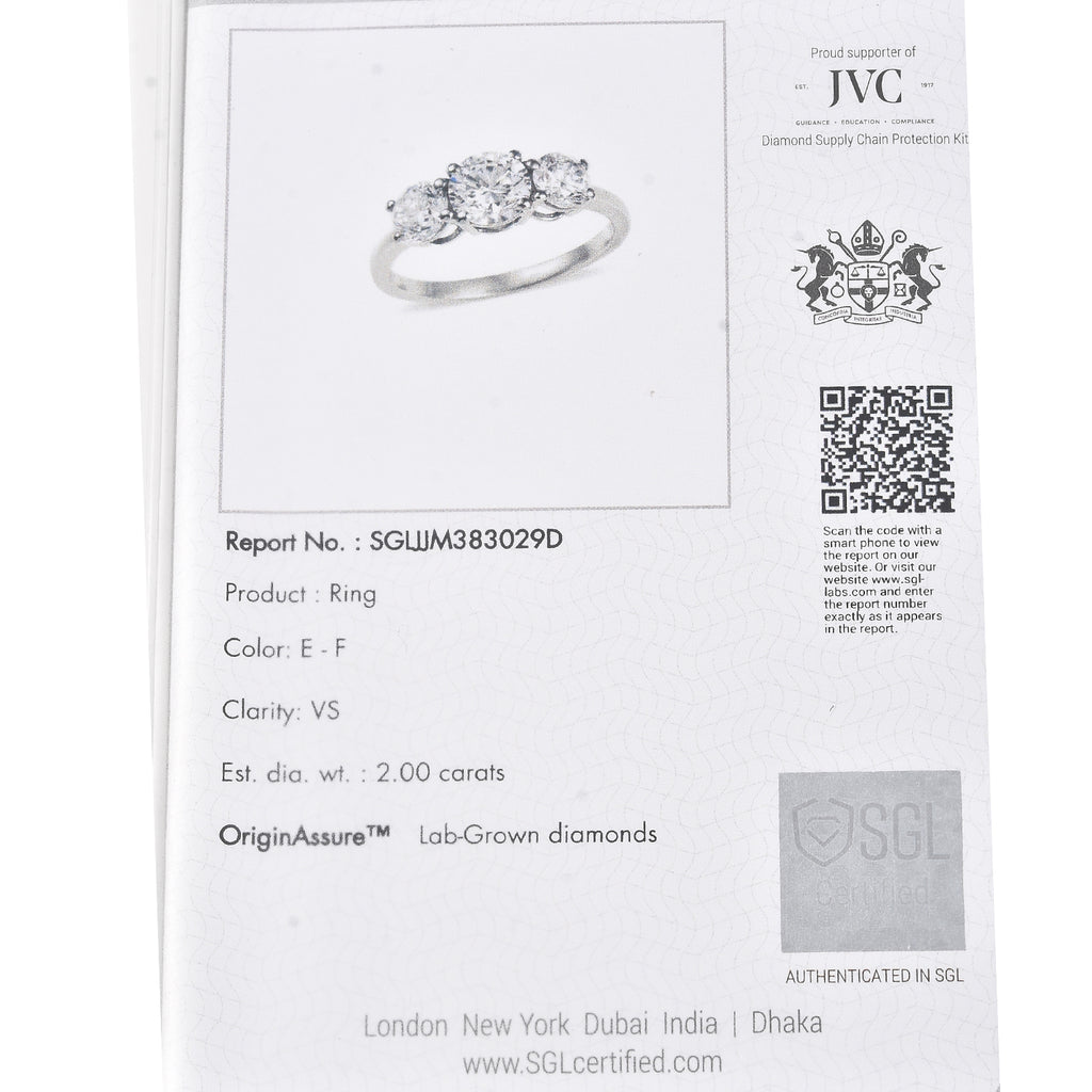 Luxuriant 950 Platinum SGL Certified (VS/EF) Lab Grown Diamond Ring 2.00 Ct._8280216_6