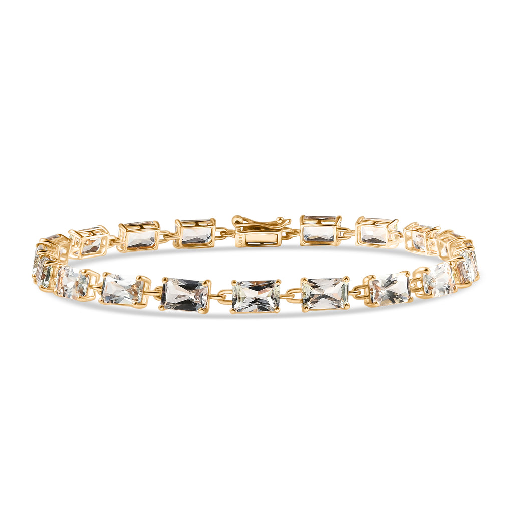 Luxoro 9K Yellow Gold AAA Radiant Cut Natural Turkizite Bracelet (Size 7) with GB Lock Box 12.41 Ct._8280360