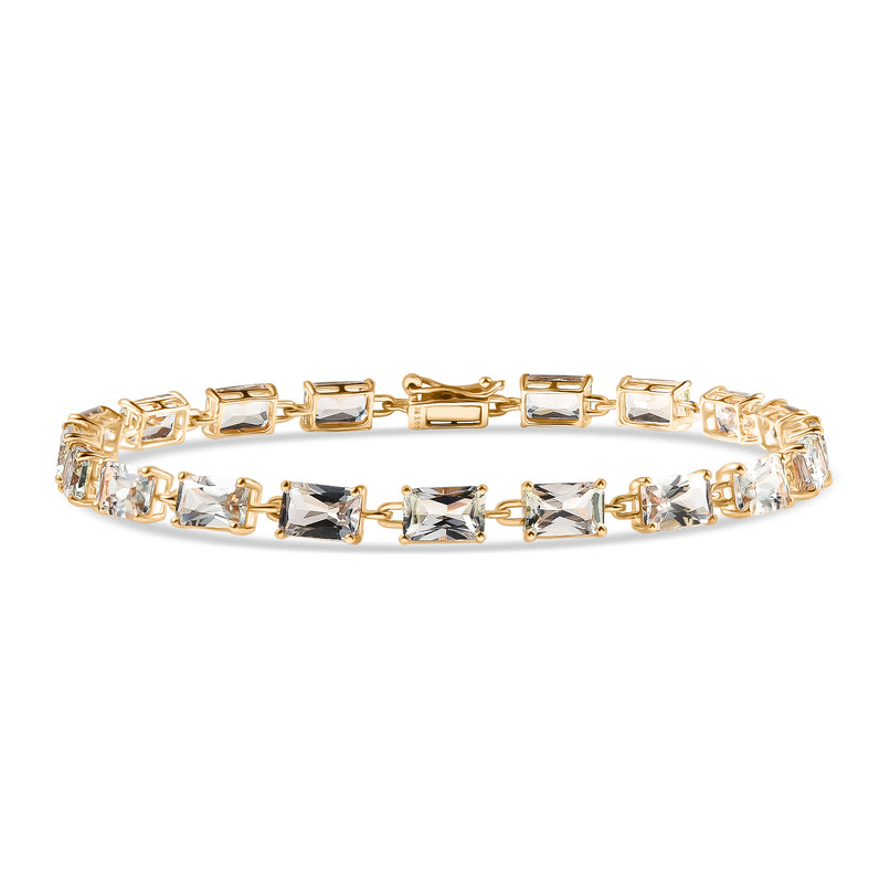 Luxoro 9K Yellow Gold AAA Radiant Cut Natural Turkizite Bracelet (Size 7) with GB Lock Box 12.41 Ct._8280360