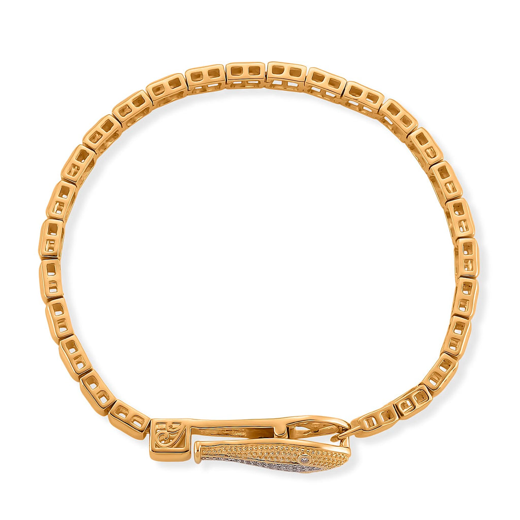 Luxuriant Lab Grown Diamond (SI-GH) Tennis Bracelet (Size 7.5) in 18K Vermeil Yellow Gold Plated Sterling Silver , Silver Wt. 14.14 Gms.