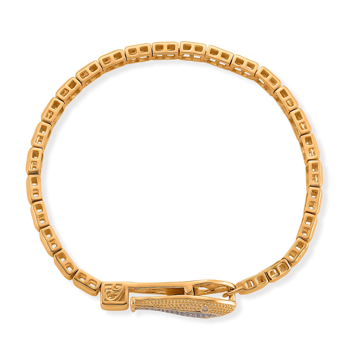 LUXURIANT Lab Grown Diamond Serpentine Bracelet (Size 7.5) in 18K Vermeil Yellow Gold Over Sterling Silver (SI-GH) V32555318 5