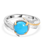 D'Joy Sleeping Beauty Turquoise Solitaire Ring in Yellow Gold Plated & Platinum Overlay Sterling Silver 1.22 Ct._8280491