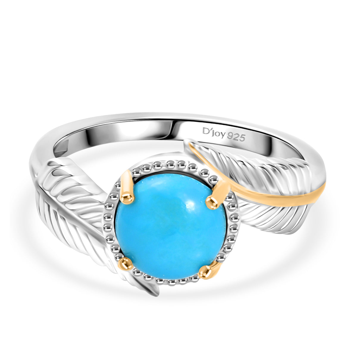 D'Joy Sleeping Beauty Turquoise Solitaire Ring in Yellow Gold Plated &amp; Platinum Overlay Sterling Silver 1.22 Ct. 8280491 7