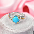 D'Joy Sleeping Beauty Turquoise Solitaire Ring in Yellow Gold Plated & Platinum Overlay Sterling Silver 1.22 Ct._8280491_1
