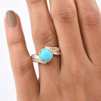 D'Joy Sleeping Beauty Turquoise Solitaire Ring in Yellow Gold Plated & Platinum Overlay Sterling Silver 1.22 Ct._8280491_2