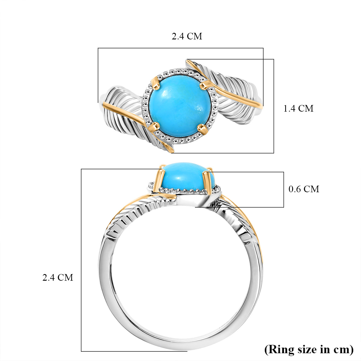 D'Joy Sleeping Beauty Turquoise Solitaire Ring in Yellow Gold Plated &amp; Platinum Overlay Sterling Silver 1.22 Ct. 8280491 12